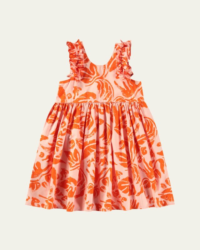Girl's Cicely Tropical-Print Dress, Size 7-12